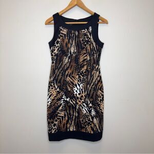 AB Studio Animal Print Sheath Sleeveless Dress w/Pockets - Size 10